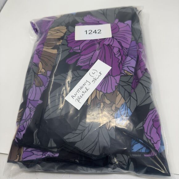 Y2k Purple Pleated Midi Skirt L Dark Floral Bloomcore Whimsigoth Flowy Antthony - Picture 12 of 12